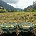 三嶋製麺所 - あつい（小）とつめたい（小）@田んぼ