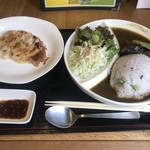 飛鳥カリーカフェ - 飛鳥の亀石カレー ドリンク（アイスコーヒー）つき1000円 西安伝承 飲茶餃子400円