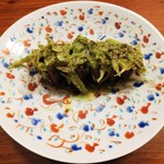 月泉 - 前菜　鰹の炙り 葱､山椒､茗荷のソース