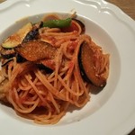 本日のパスタ：夏野菜のトマトソース