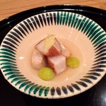 まき村 - 帆立のおかき揚げ、里芋