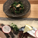 かくしか食堂 - メイン  〆さばとサワラのお刺身   胡麻和え