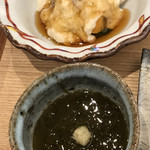 かくしか食堂 - 柿と舞茸の湯葉餡かけ  もずく酢