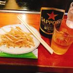 ぼてふく - もやし炒めとビール