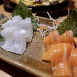 肴や - モンゴウイカ、サーモン