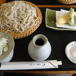 Izumian Wakaya - 夏新蕎麦の平目天もり（大盛り）