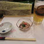 量平寿司 - 生ビールとお通しの白子