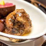 割烹 渡辺 - 鴨の軟骨、心臓、肝臓、砂肝のつくね