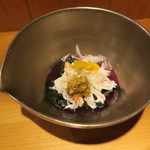 器楽亭 - 毛蟹と金時草の酢の物