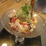 色彩り野菜のパフェスタイル　トウモロコシと枝豆をテーマに　