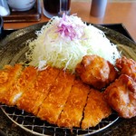 Katsudon Gen Uji - 豚ロースカツ80g＆鶏モモ唐揚げ3個のUP。