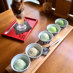 茶フェ ちゃきち - ほうじ茶パフェ
            利きジェラート5種盛り(日本茶ジェラート)