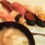 110909北海道　宝寿司　特上握（かに汁サービス）