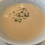 ル・クール神戸 - 野菜スープ。目覚めた胃腸を優しく包み込むようです。野菜の甘みだけの味がして、とても美味しくいただきました（╹◡╹）