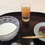 紀茂登 - 水菓子【紫芋の茶巾絞り、ジャスミンのブラマンジェ、ネクター】