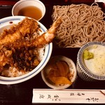 金城庵 - 天丼セット（ミニそば付き）1280円