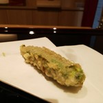 天ぷら たけうち - 糸島産のオクラ