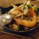 海老きのこ緑ナスのアヒージョ