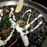 Squid ink paella lunch