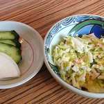 Sakanaya Hosokawa - 酒菜家 ほそ川 ＠西葛西 ランチに付くハム・野菜サラダと漬物