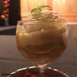 御料理 寺沢 - 豊水梨､無花果のｺﾝﾎﾟｰﾄにﾋﾟｵｰﾈのﾊﾟﾌｪ仕立