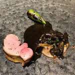 レヴォ - 大山町産仔猪　カラス茸　風船茸　舞茸　キノコのピュレ　アマナガ唐辛子