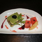 月替わりデザートは料理長の手作り！！（写真は抹茶あずきティラミス）