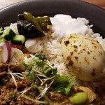 キッチン アンド カリー - さわやか えだまめチキンカレー＆みそキーマ＋たまごのアチャール