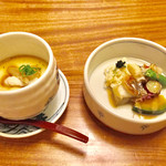 和菜 いたや - 前菜と河豚の茶碗蒸し