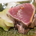 うを徳 - 2018.10 気仙沼カツオ藁焼き、茨城ザーサイ昆布出汁漬け