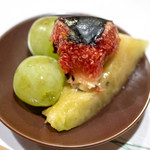 うを徳 - 2018.10 フルーツ盛り（静岡クラウンメロン、岡山瀬戸ジャイアンツ、唐津ビオレソリエス）