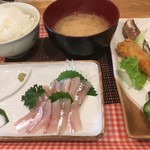 食事処さとう - 柳葉魚刺身セット1100円