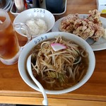 極濃湯麺 シントミ - 【2018.10.14(日)】しおタンメン(並盛・150g)756円＋唐揚げセット(3個＋小ライス)194円プロジェクト＋烏龍茶194円→0円