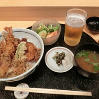 寿楽 - 「天丼」950円+グラスビール350円