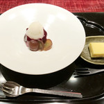 大文字屋　龍田川 - 9.ぶどうのコンポート/ブルーベリーのムース かぼすシャーベット/とうもろこしのプリン