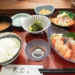 魚忠 - お昼の定食。おつくり！
