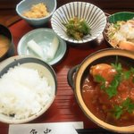 魚忠 - お昼の定食。鳥のトマト煮！