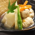 Chicken meatballs and daikon taitan