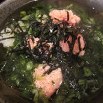 魚のてらさか - 野沢菜・明太子茶漬け