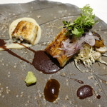レミニセンス - 鰻：白焼き、マスタードソース、香茸ソース、根セロリ