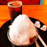 かふぅ食堂 - ぜんざい（300円）とアイスコーヒー（150円）