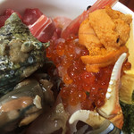 市場めし とくだ屋 - ごうか海鮮丼。
                                upにすると中々の迫力。カニ爪が犬神家的(笑)