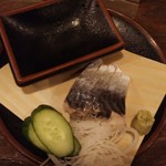 Hakuri tabai hambee - 〆サバ刺身・１９０円