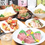 A total of 8 items with satisfying volume and content! [Cabrio course] Enjoy meat and sashimi, and all-you-can-drink with a choice of pre-mole♪