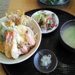 車えびレストラン球屋 - 活き車えび天丼（小）