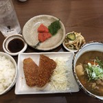 家庭料理居酒屋 よってって - ♪本日の日替り(豚汁とハムカツ)¥500＋明太子¥100