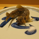 銀座 しのはら - 子持ち鮎の唐揚げ 蓼酢