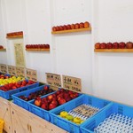 森の果樹園 - 壁の一列リンゴは、木工品です