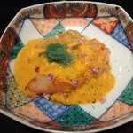 東麻布 天本 - ボタンエビの紹興酒漬けと赤ウニ