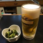 Karaage Wakadori - 生ビールとお通し